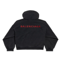 Balenciaga Red Logo Hoodie Washed Black