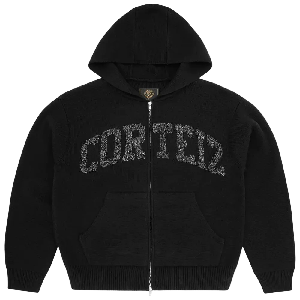 Corteiz 3M College Knit Zip Hoodie Black