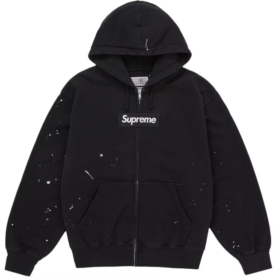 Supreme MM6 Maison Margiela Box Logo Zip Up Hoodie Black