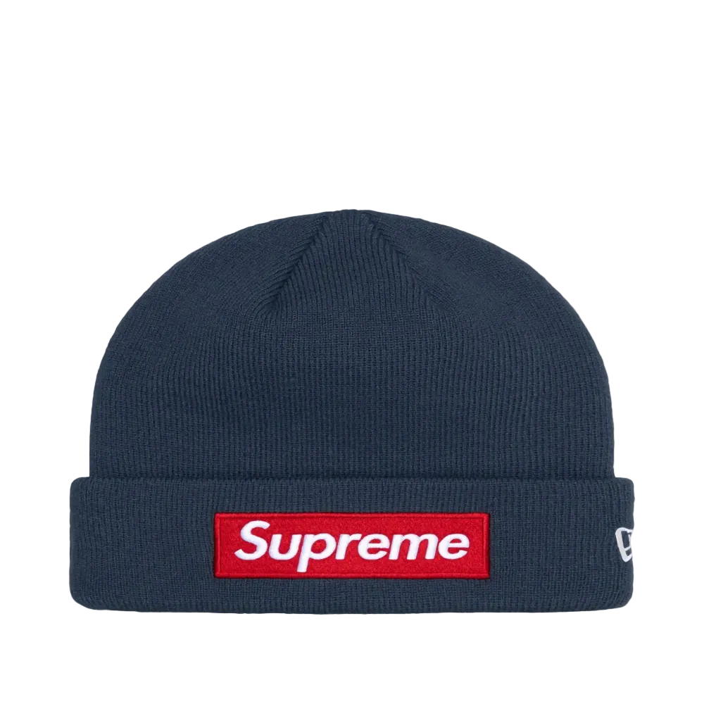 Supreme Red Box Logo Beanie Navy Blue