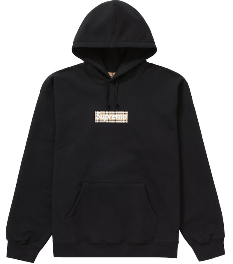 Supreme Burberry Box Logo Hoodie Black